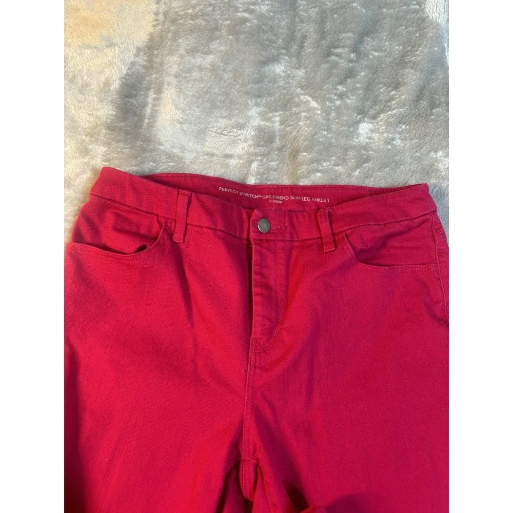 Chico's So Slimming Girlfriend Ankle‎ Jeans SZ 1 US 8 Mid Rise Hot Pink Fuschia